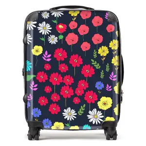 Multicoloured Flower Pattern Suitcase - Large