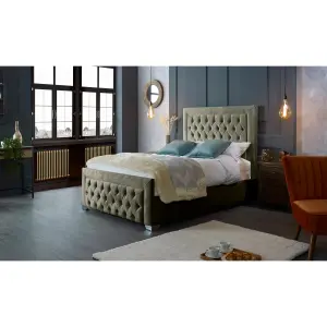 Gelson Plush Velvet Grey Bed Frame