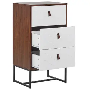 3 Drawer Chest Dark Wood with White NUEVA