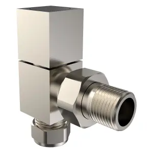 VURTU18 Angled Square Manual Radiator Valve (Pair), 113(H) x 100(W), Chrome, 613701