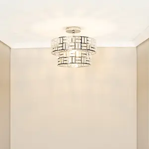 ValueLights Elise Silver Acrylic Jewel Two Tier Ceiling Pendant Light with LED Bulb