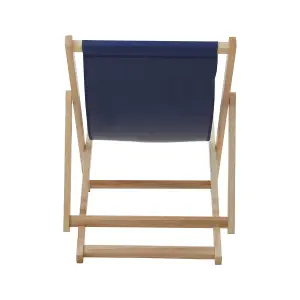 Interiors by Premier Blue Deck Chair, Water-resistant Small Outdoor Deck Chair, Built Last Lawn Chair, Foldable Wooden Deck Chair