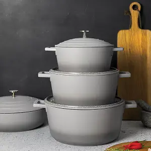 MasterClass Cast Aluminium 20cm Casserole Dish, Grey Ombre