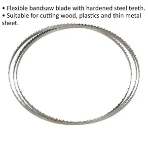 Versatile 1400mm Bandsaw Blade with Hardened Steel Teeth for Wood, Plastic, and Metal Cutting