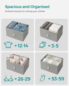 SONGMICS Dresser Chest, Cloth 5-Drawer Storage Organizer, Dresser, for Lounge, Passage, Baby Room, Light Grey and White