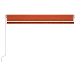 Berkfield Manual Retractable Awning with LED 400x300 cm Orange and Brown