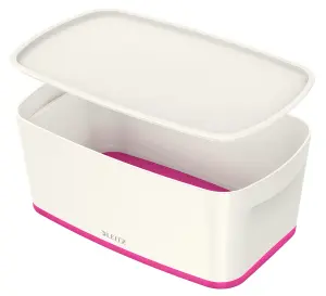 Leitz MyBox Wow White Pink 4-Pack Small Storage Box with Lid 5 Litre