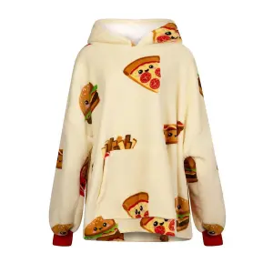 Urban Unique Fast Food Sherpa Fleece Hoodie Blanket/Throw Yellow Oversized