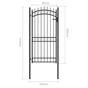 Berkfield Fence Gate with Spikes Steel 100x200 cm Black