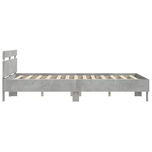 Berkfield Bed Frame with LED without Mattress Concrete Grey 140x190 cm