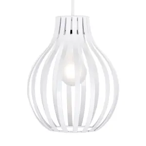 ValueLights Alloa Modern Gloss White Metal Cage Designer Style Ceiling Pendant Light Shade