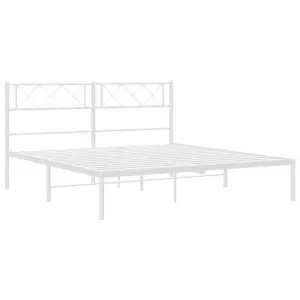 Berkfield Metal Bed Frame with Headboard White 140x190 cm