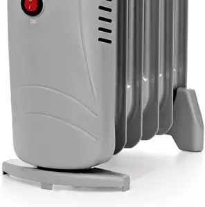 Schallen 800W 6 Fin Mini Small Portable Electric Slim Oil Filled Radiator Heater with Adjustable Temperature- GREY