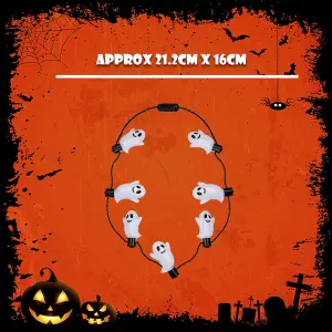 Halloween Ghost Necklace with LED Light Up Trick or Treat Party  White