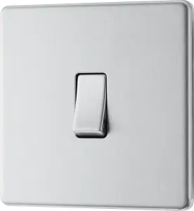 BG FBS12 Nexus Screwless Flat-Plate 2 Way 10A Single Light Switch Brushed Steel