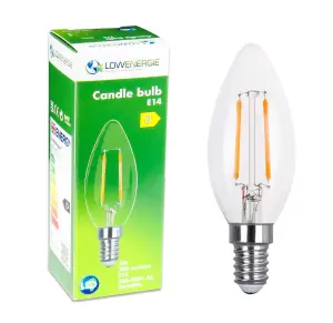 30w Equivalent LED Filament Candle Light Bulb Candle E14 Small Screw 2.0w - Warm White