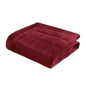 Catherine Lansfield Kingsley Matt Velvet Quilted 220x220 cm Bedspread Raspberry