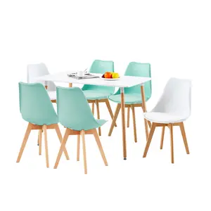 Nero Upholstered Dining Chair (Set of 6) Mint Green/White