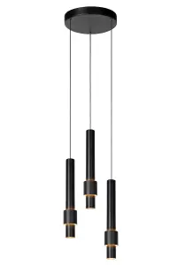 Lucide Margary Modern Pendant light 28cm - LED Dim. - 3x4W 2700K - Black