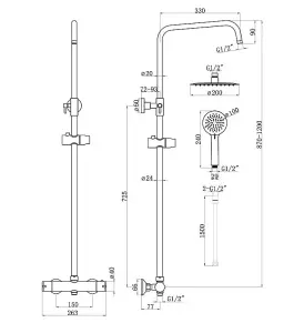 Aquarius Round Thermostatic Adjustable Overhead Shower and Kit Brushed Brass