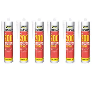 Everbuild Everflex 200 Contractors LMA Silicone Sealant, White 295 ml (Pack Of 6)