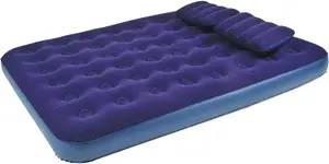 Trendi Double Size Flocked Air Bed with 2 Pillows Ideal for Camping or as a Temporary Guest Airbed  Waterproof Flocked Air Bed