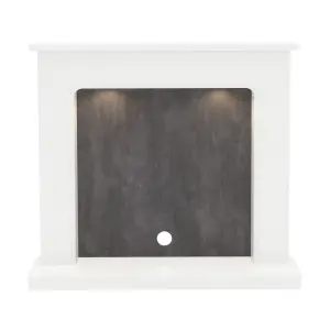 Be Modern Fontwell White marble & Slate effect Fire surround set with Lights included