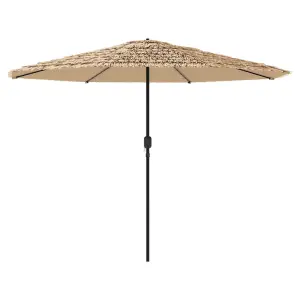 Berkfield Garden Parasol with LEDs and Steel Pole Brown 388x388x248 cm