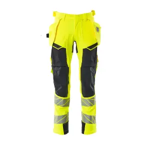 Mascot Accelerate Safe Trousers with Holster Pockets - Hi-Vis Yellow/Dark Navy   (42.5) (Leg Length - Short)