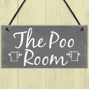 Red Ocean The Poo Room Shabby Chic Bathroom Toilet Loo Plaque Funny Novelty Decor Door Sign