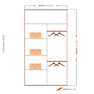 Sliding Wardrobes 4U Simona Double Mirror Sliding Door Wardrobe in 5 Colors - Black (W)1200mm (H)2170mm