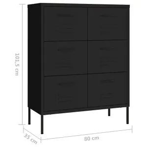 Berkfield Drawer Cabinet Black 80x35x101.5 cm Steel