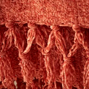 Catherine Lansfield Wilson Plain Chenille 130x170cm Blanket Throw Terracotta