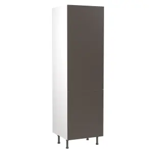 Kitchen Kit Fridge & Freezer Tall Housing Unit 600mm w/ Slab Cabinet Door - Ultra Matt Graphite