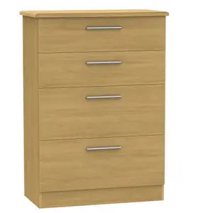 Montana Ready assembled Matt oak effect 4 Drawer Chest of drawers (H)1080mm (W)770mm (D)410mm