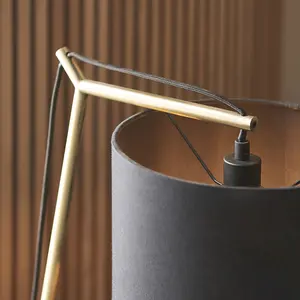 Luminosa Ravenna Table Lamp Matt Brass Plate & Black Cotton Fabric