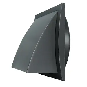 Anthracite Wall Outlet Duct Cowl 190mm x 190mm / 125mm Hose Flap Damper