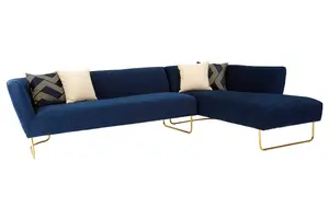 Renee Dark Blue Velvet 5 Seat Corner Sofa