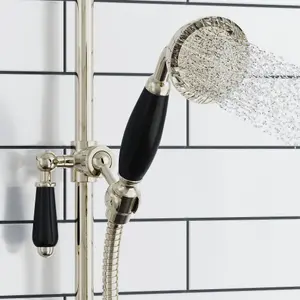 ENKI Traditional English Gold Black Brass & Ceramic Handheld Shower Head & Hose Kit EH018