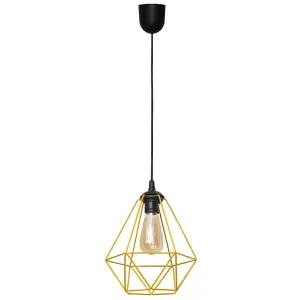 Luminosa Karo Wire Frame Pendant Ceiling Light Black, Orange 24cm