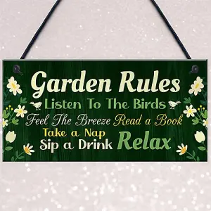 Red Ocean Garden Signs Outside Garden Rules Sign Novelty Hanging Plaque Summer House Sign Garden Shed Sign