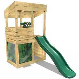 Rebo Children's Wooden Lookout Tower Playhouse with 6ft Slide - Max Set