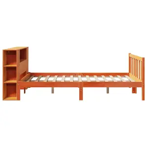 Berkfield Bookcase Bed without Mattress Wax Brown 140x190 cm Solid Wood Pine