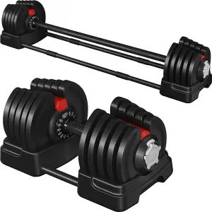 Yaheetech 2-in-1 40KG Quick-Adjust Dumbbell Weight Set with Anti Slip Handle