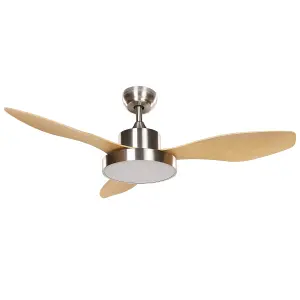 Ceiling Fan with Light Silver with Light Wood BANDERAS