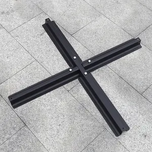 Black Metal Free Standing Garden Parasol Cross Base Patio Umbrella Base 700 x 700 mm