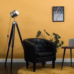 ValueLights Starboard Black & Chrome Photography/Film Studio Style Adjustable Spotlight Tripod Floor Lamp with LED Bulb