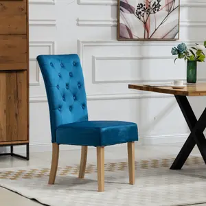 Pienza Velvet Dining Chairs - Set of 2 - Blue