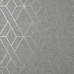 Fine Decor Miya Grey Metallic Geometric Textured Wallpaper FD43152