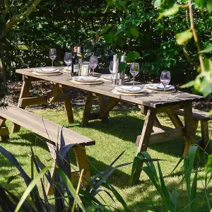 Oakham 6ft Picnic Table and Bench Set - L183 x W91 x H72 cm - Rustic Brown